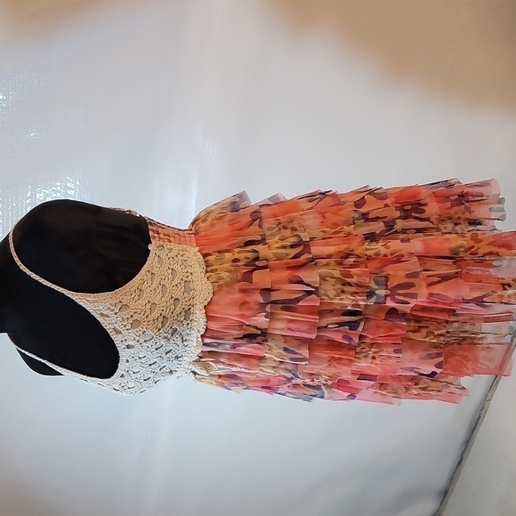 RUFFLED Crochet Multi-Color Dress S Small - Picture 3 of 13